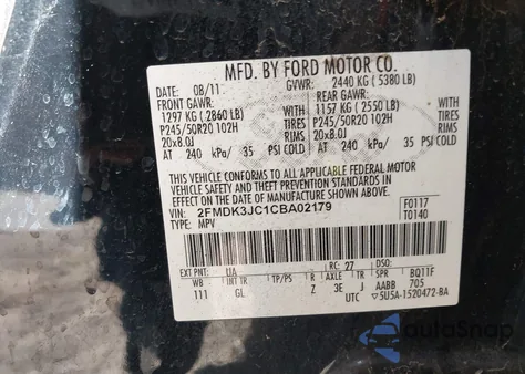 2012 Ford Edge Sel from USA, damaged, VIN 2FMDK3JC1CBA02179